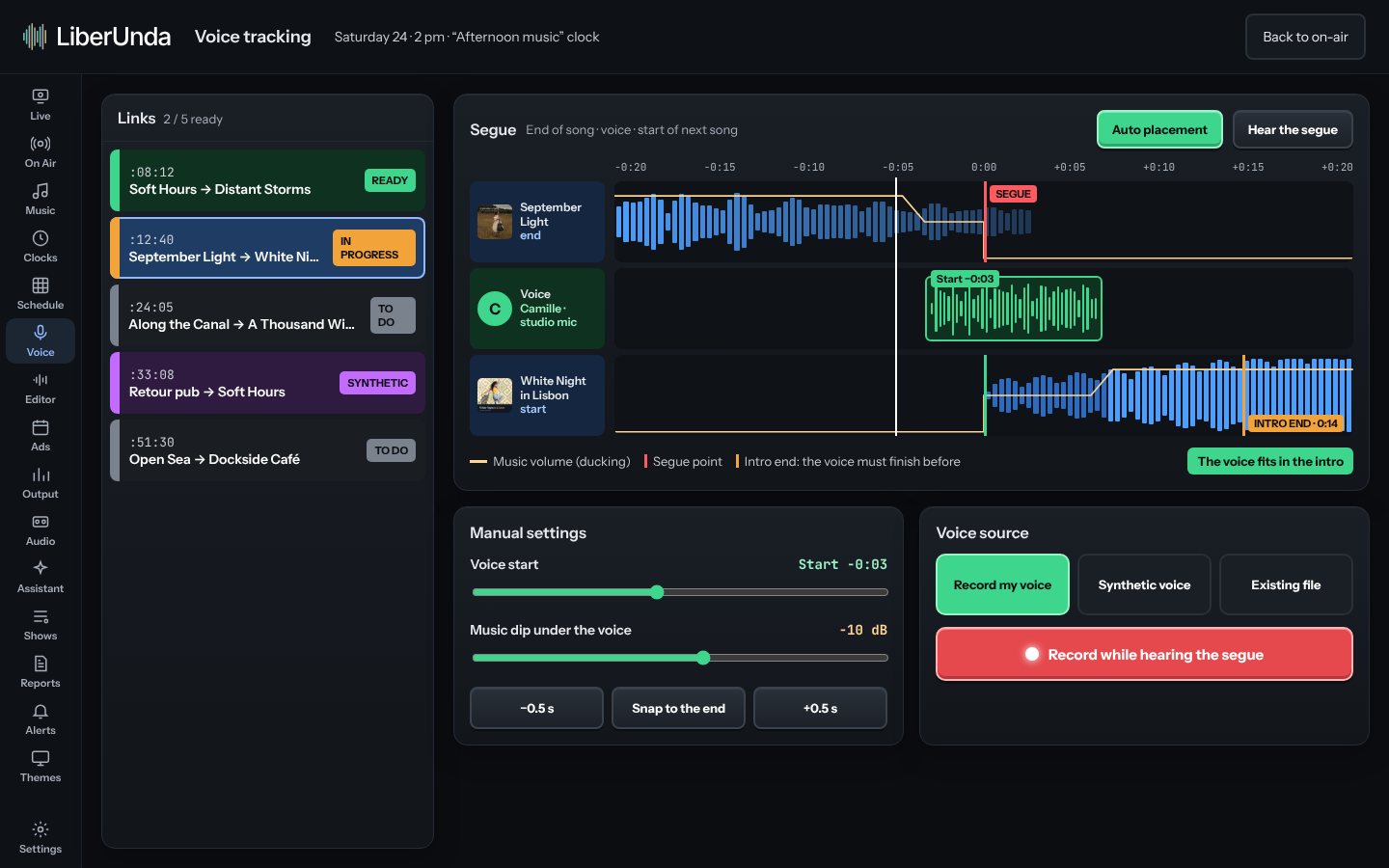 Voice tracking editor